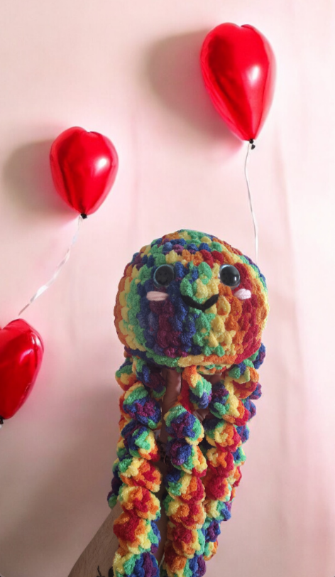 Crocheted Rainbow Jellyfish Large