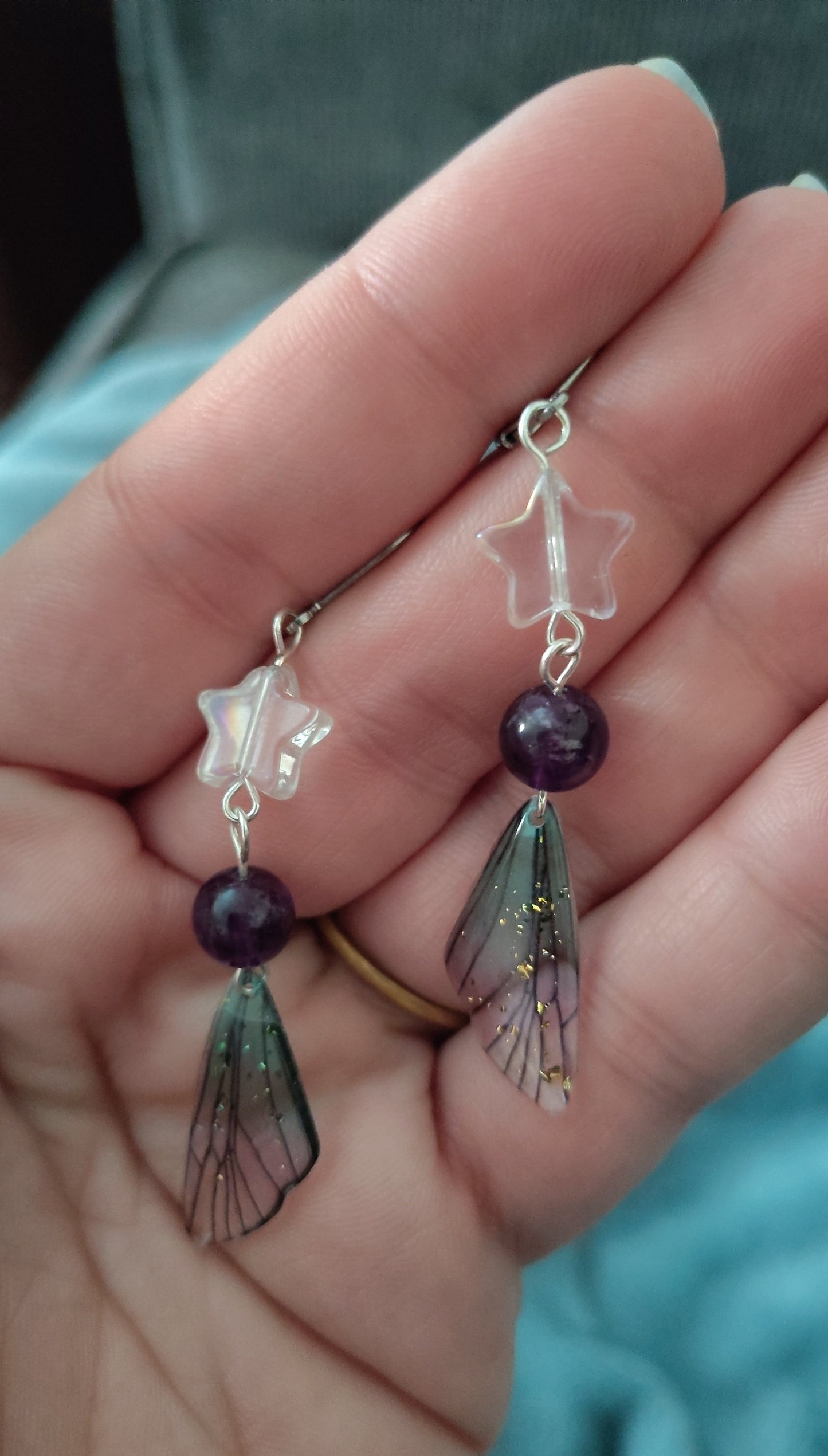 Star Butterfly Wing Dangle Earrings