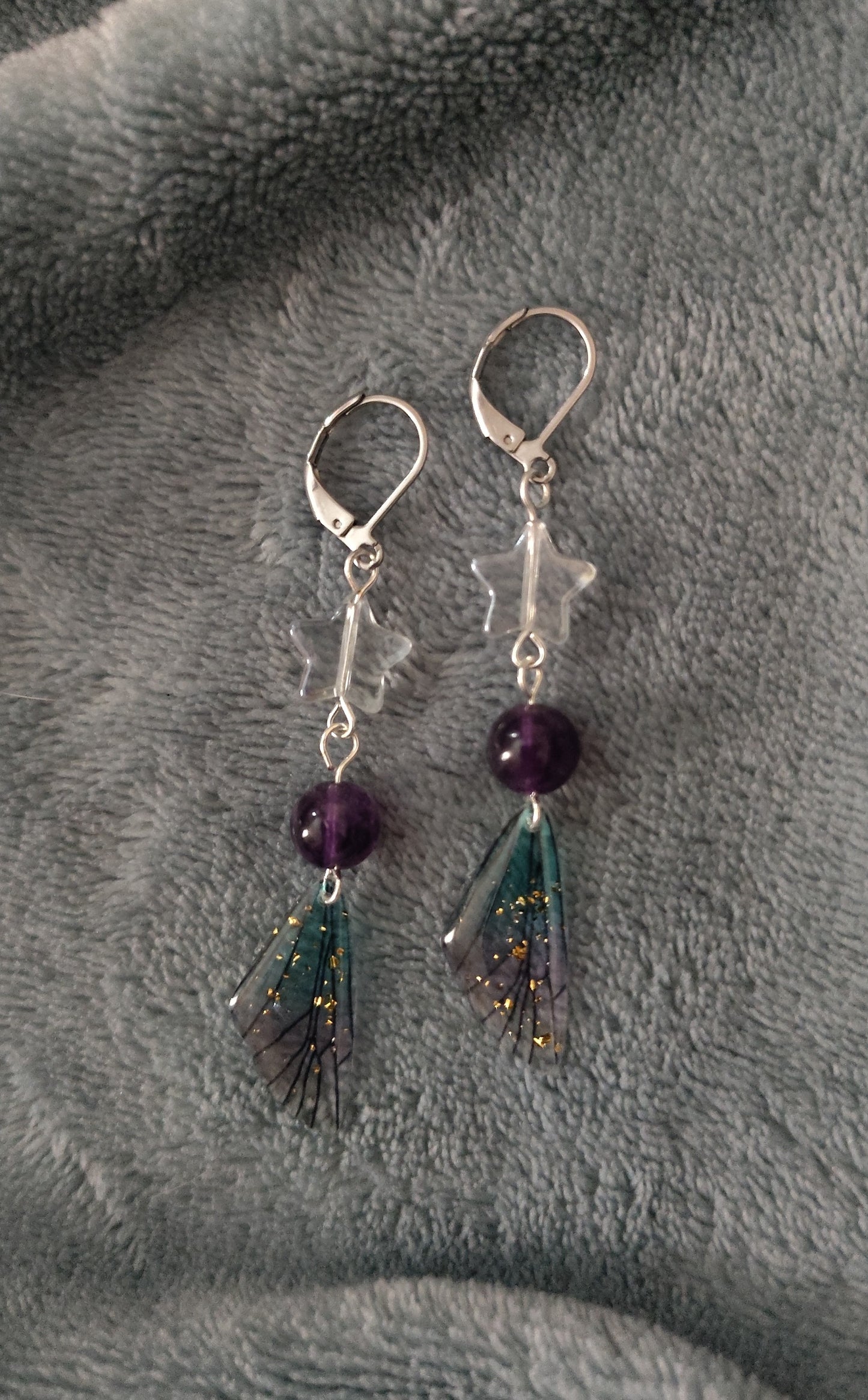 Star Butterfly Wing Dangle Earrings