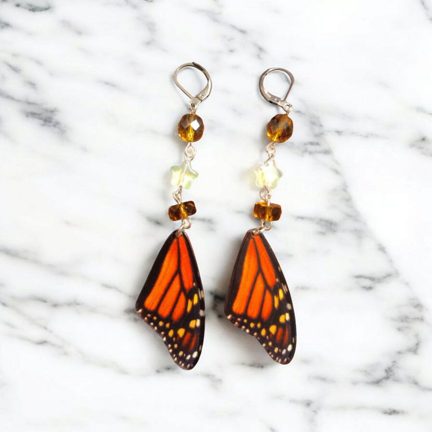 Monarch Butterfly Star Dangle Earrings