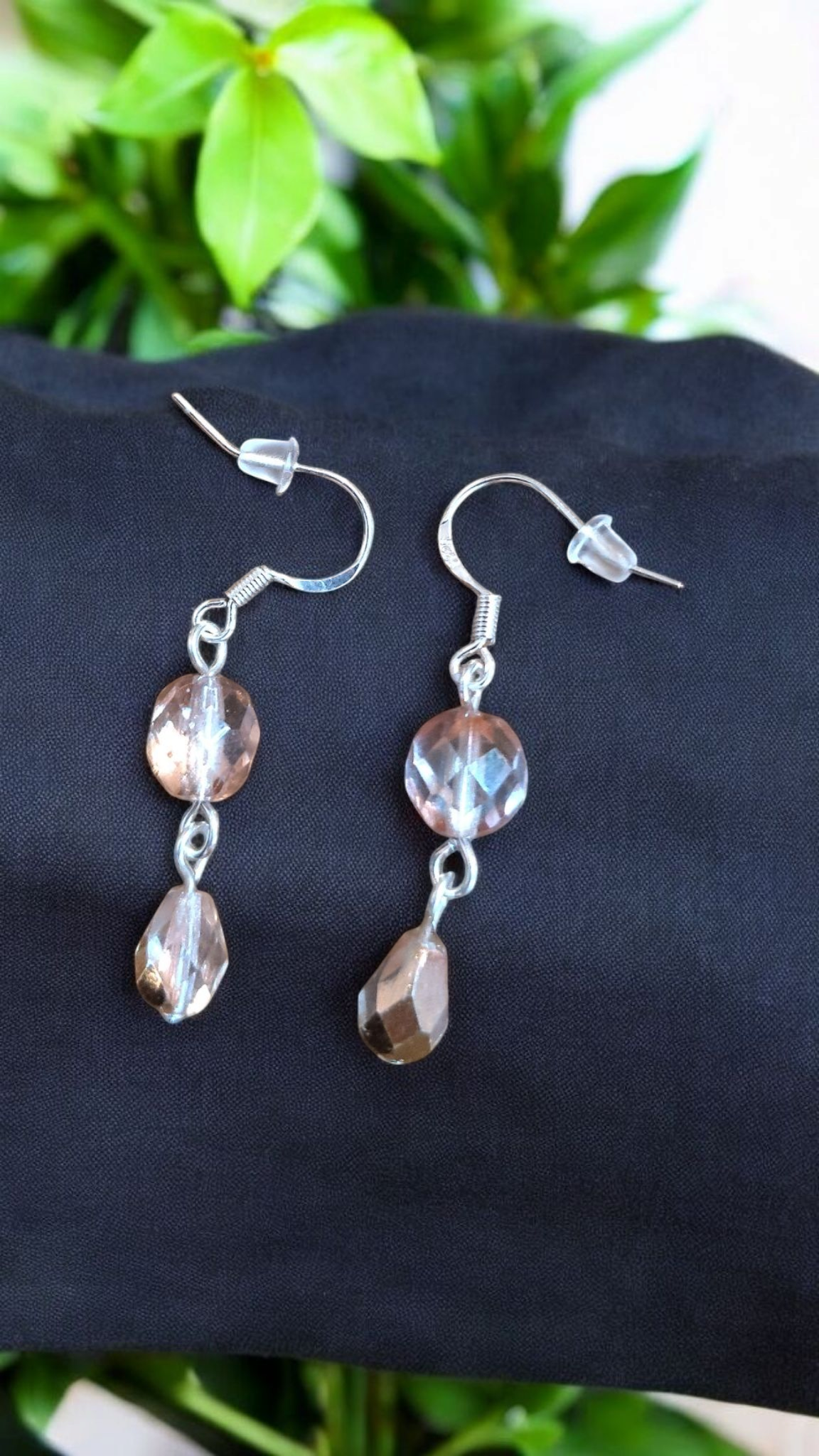 925 Peach Glass Earrings