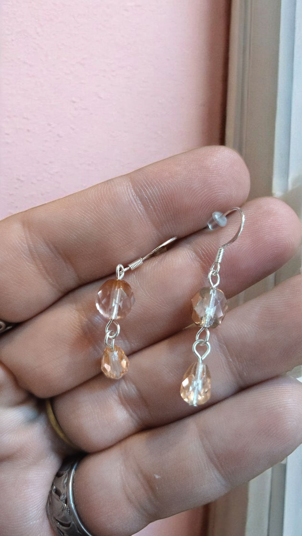 925 Peach Glass Earrings
