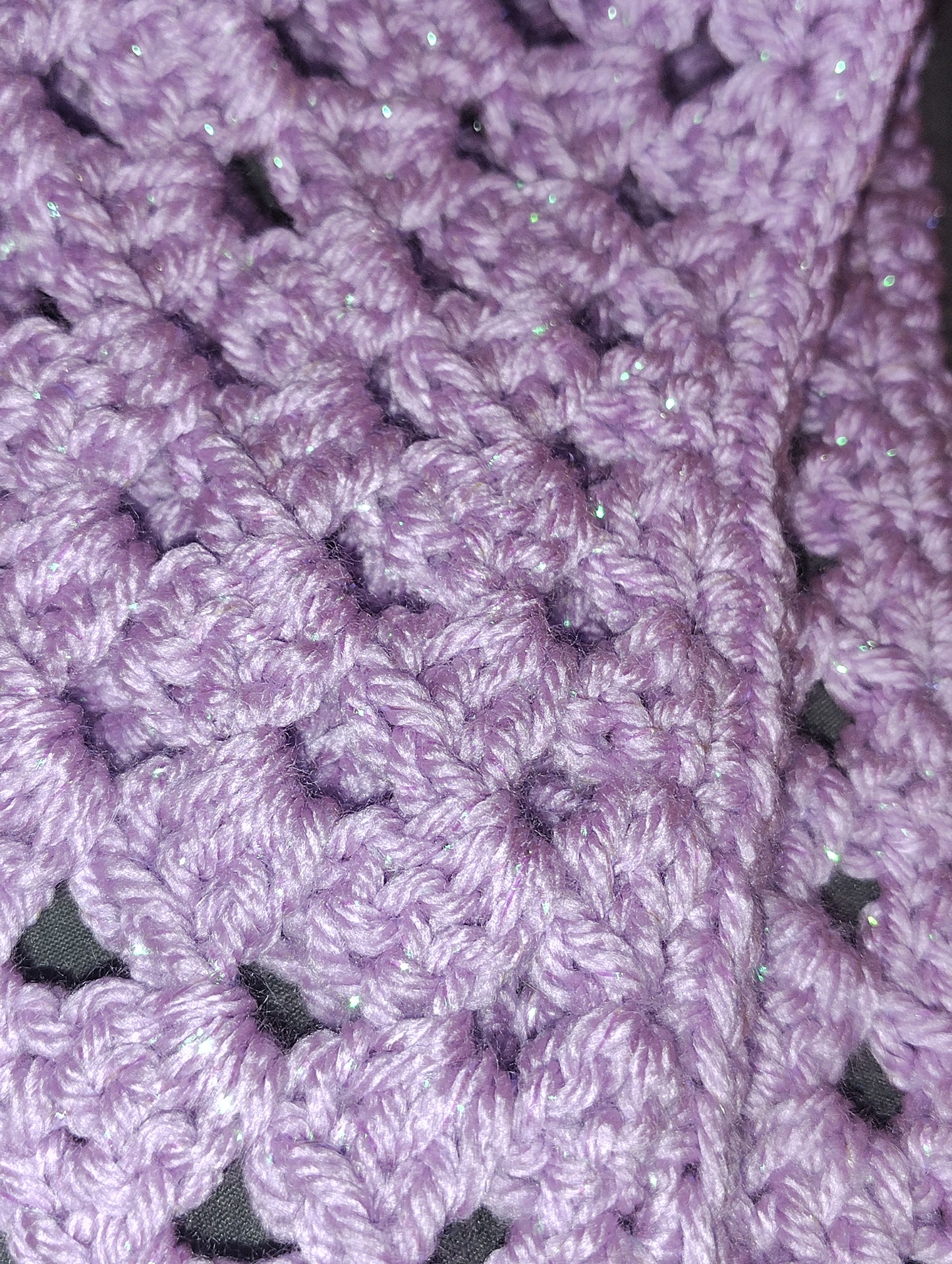 Crocheted Lavender Sparkle Bandana Headscarf
