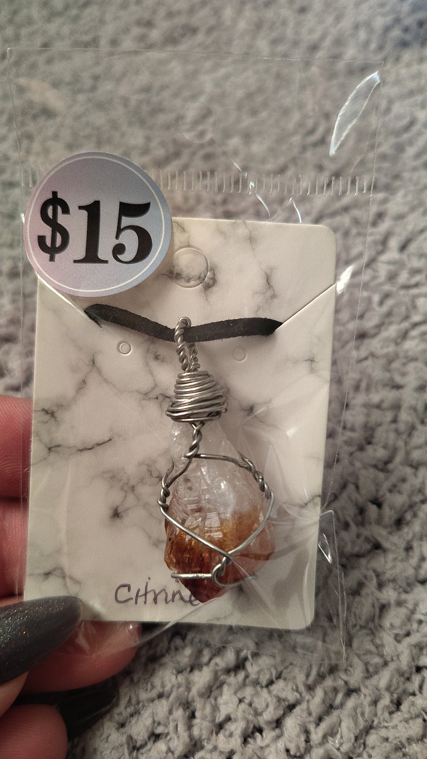Wire-Wrapped Raw Citrine Necklace