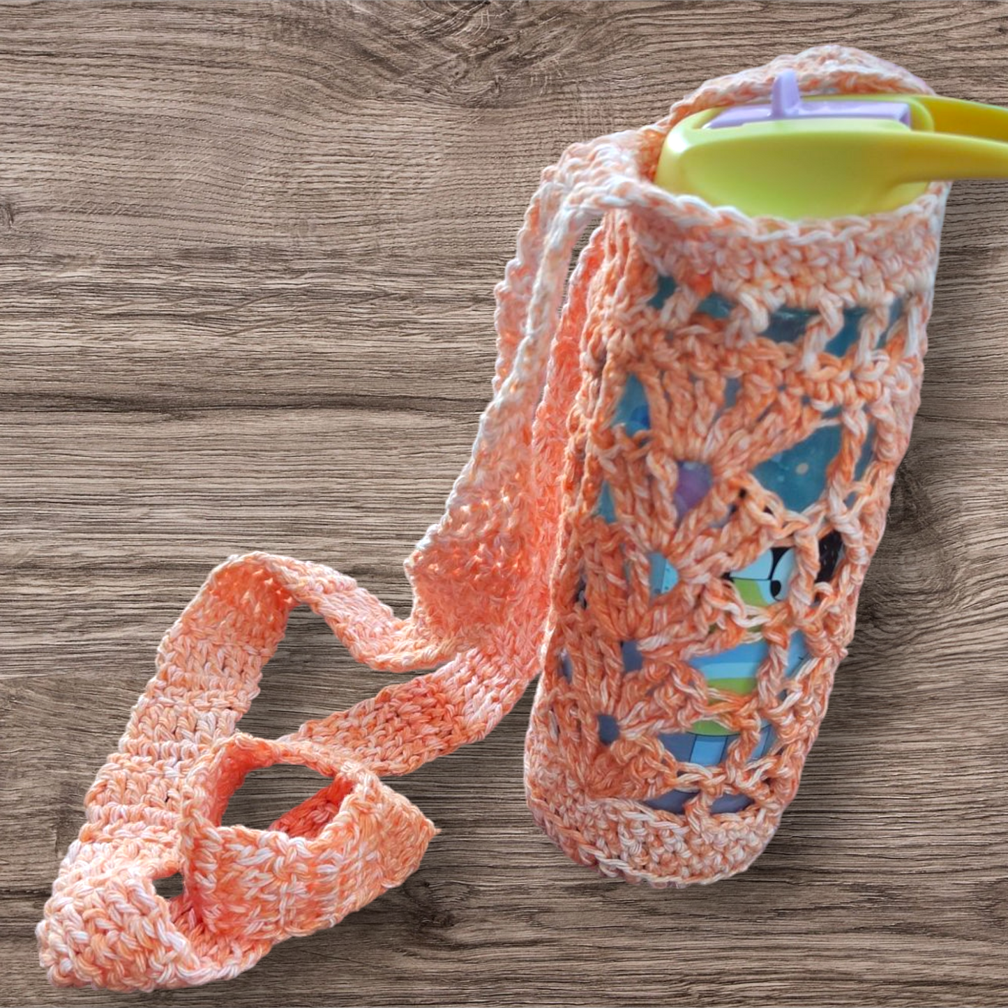 Crocheted Water Bottle Holder - Orange
