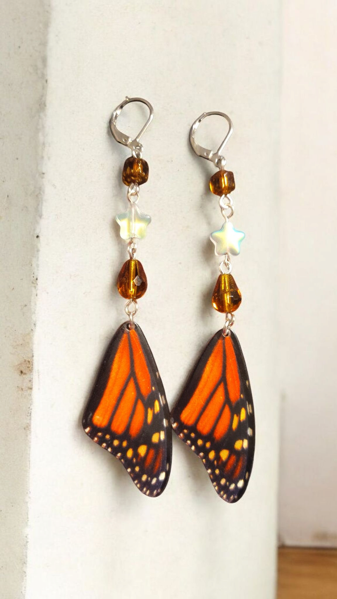 Monarch Butterfly Star Dangle Earrings