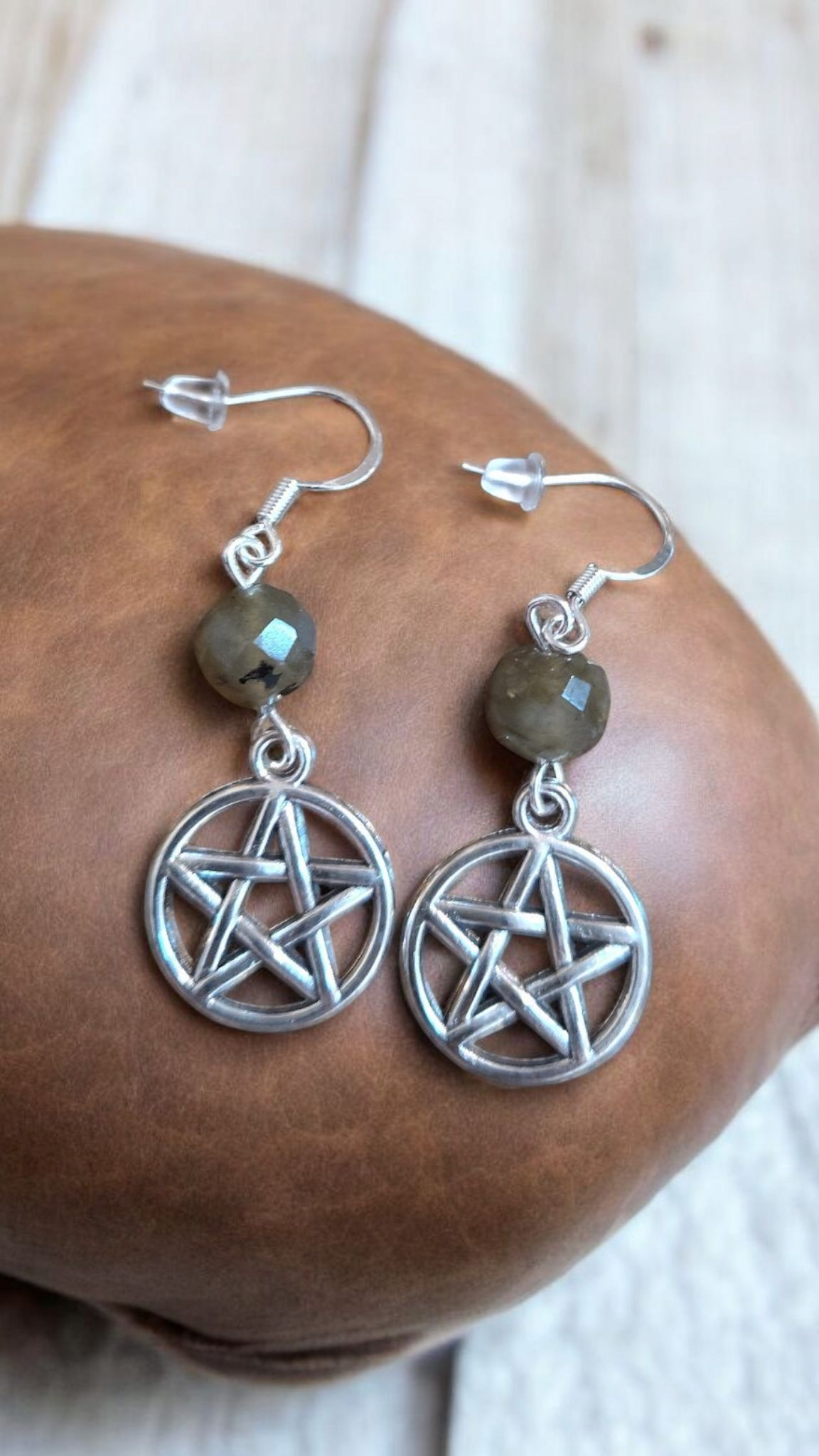 925 Labradorite Pentacle Earrings