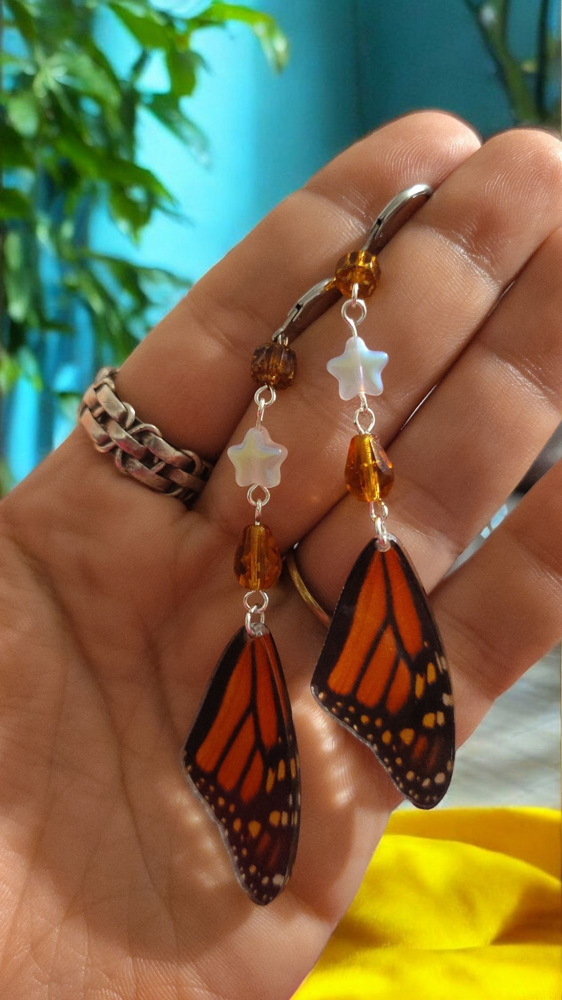 Monarch Butterfly Star Dangle Earrings