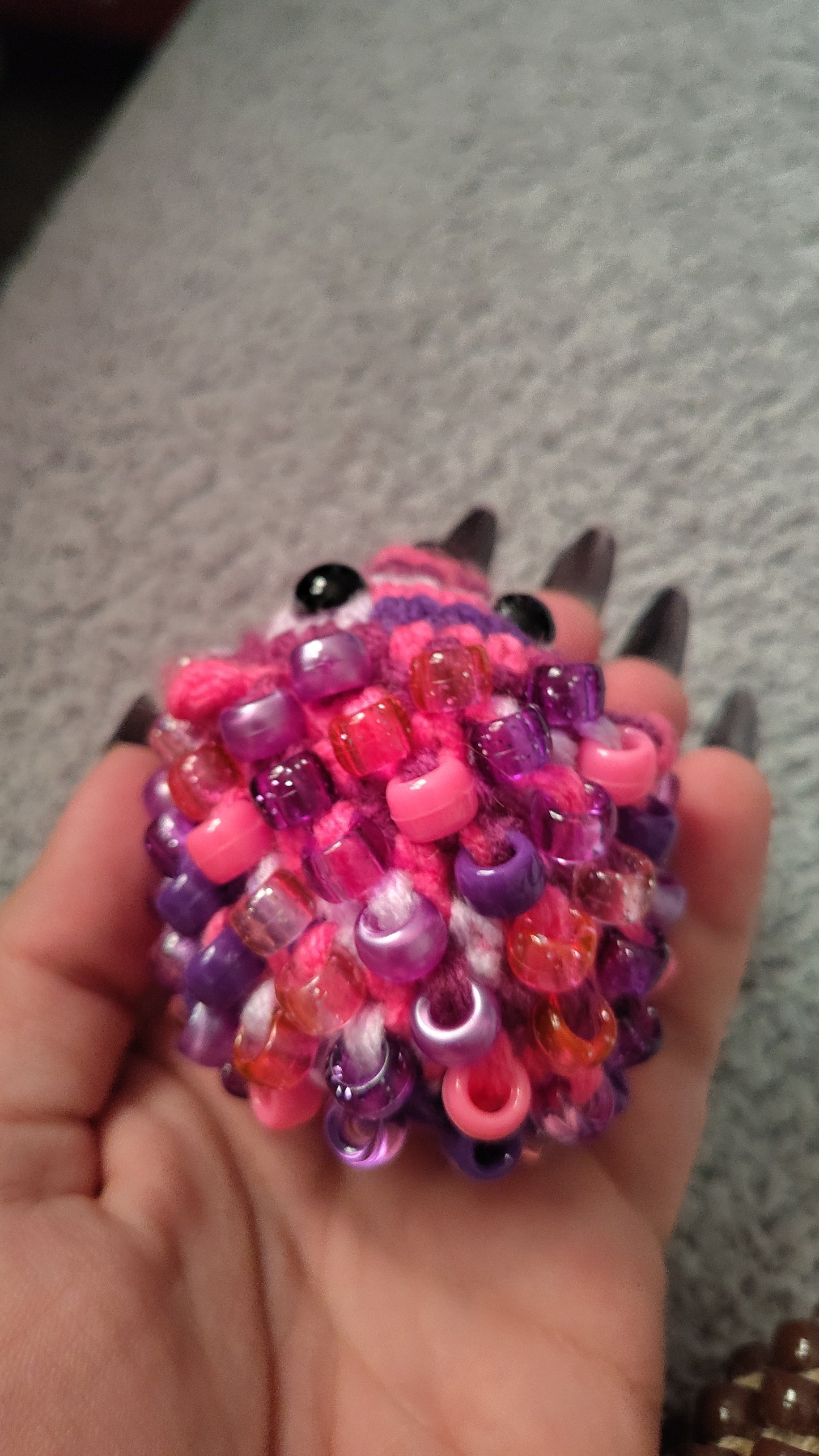 Crocheted Fidget Hedgehog (pink and purple)