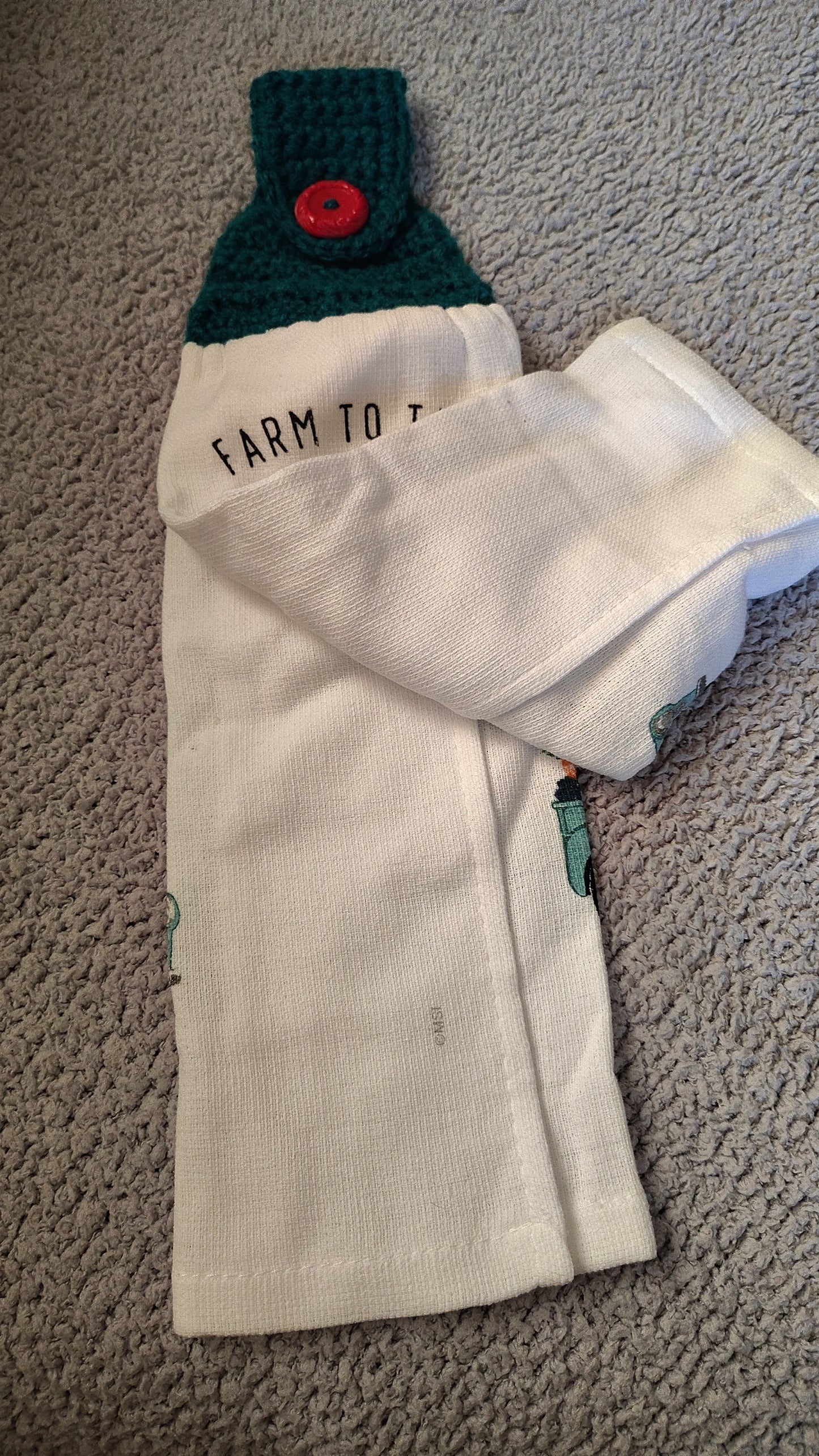 Crochet-topped Hanging Kitchen Towel (farm truck)