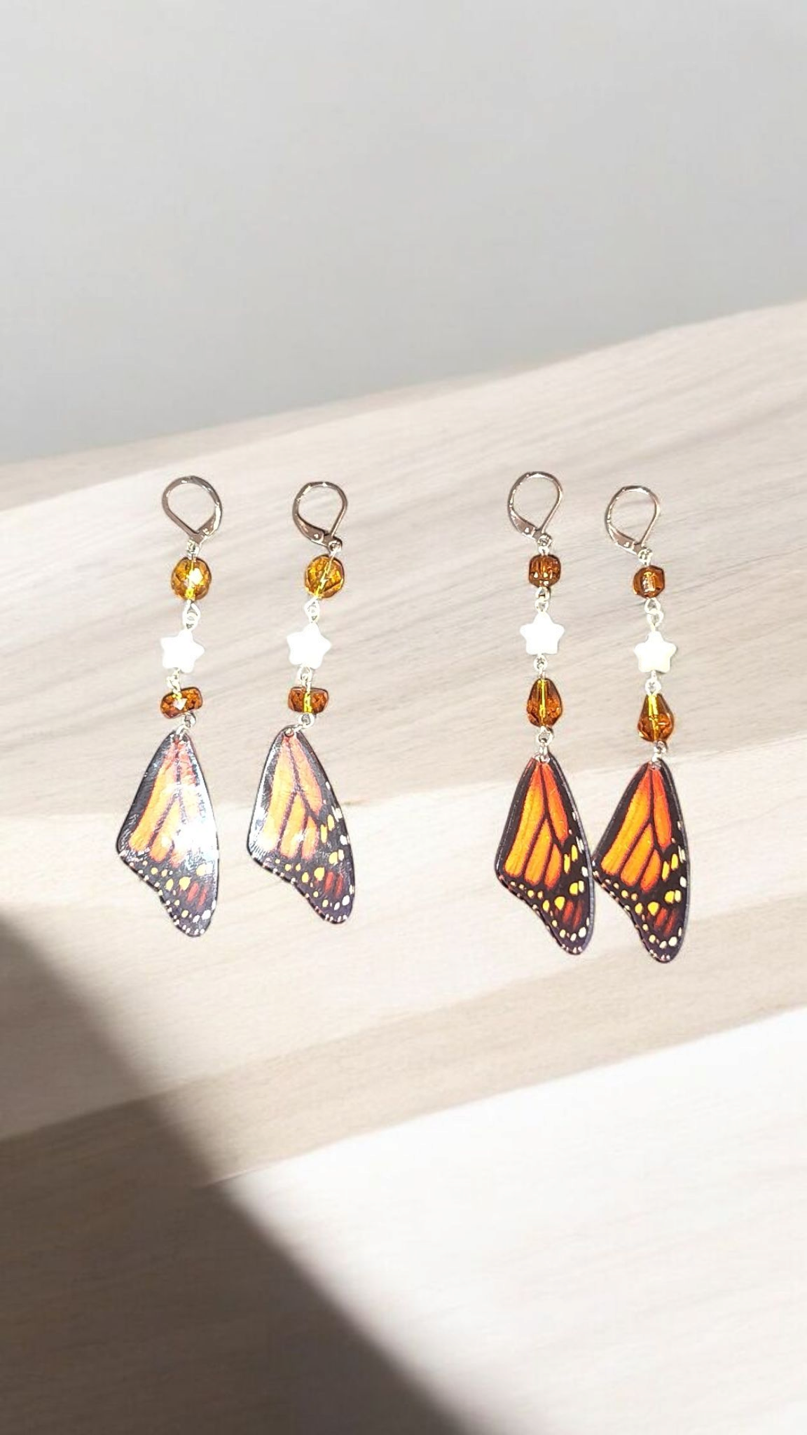 Monarch Butterfly Star Dangle Earrings