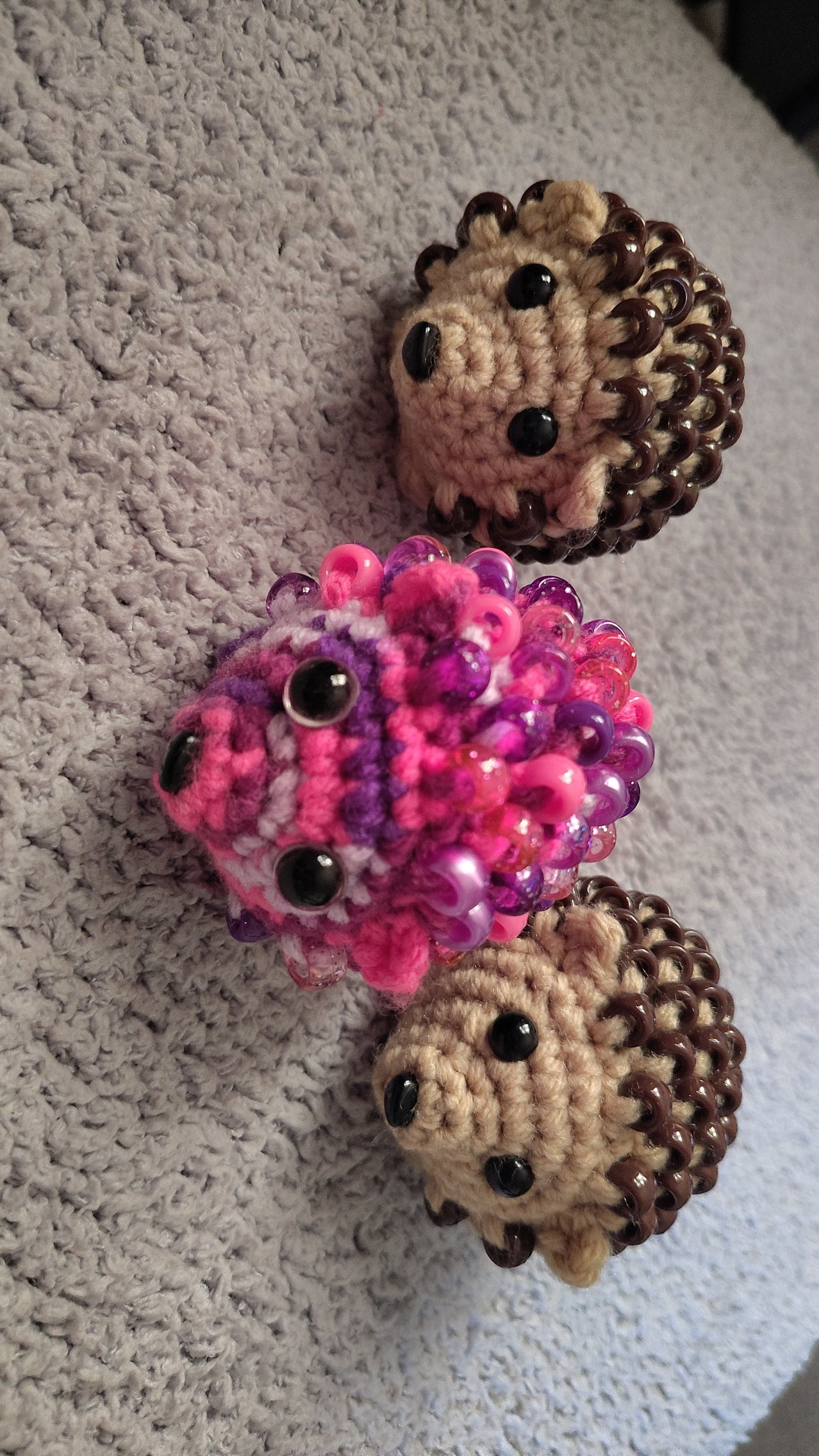 Crocheted Fidget Hedgehog (pink and purple)