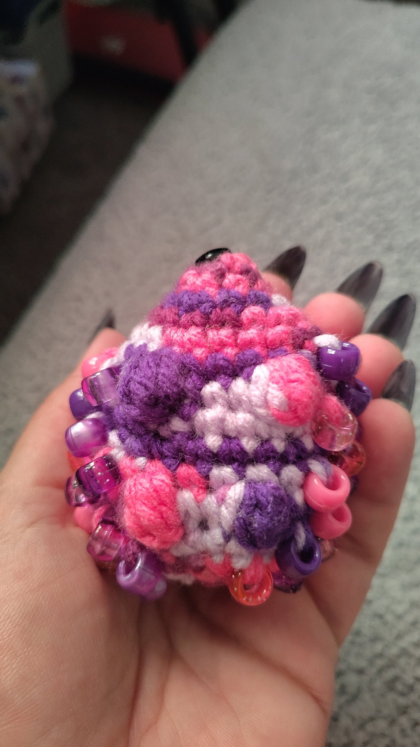 Crocheted Fidget Hedgehog (pink and purple)