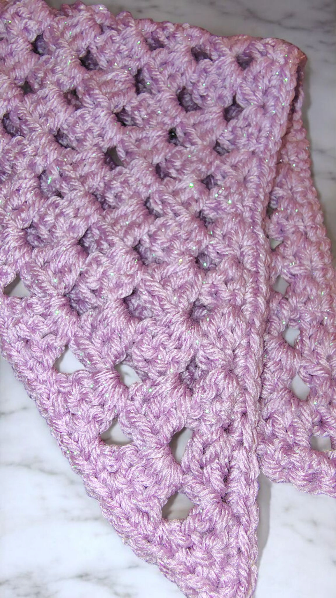Crocheted Lavender Sparkle Bandana Headscarf