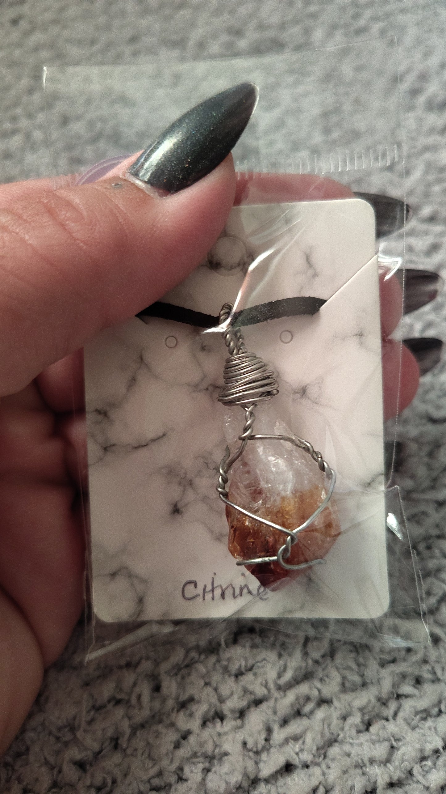 Wire-Wrapped Raw Citrine Necklace