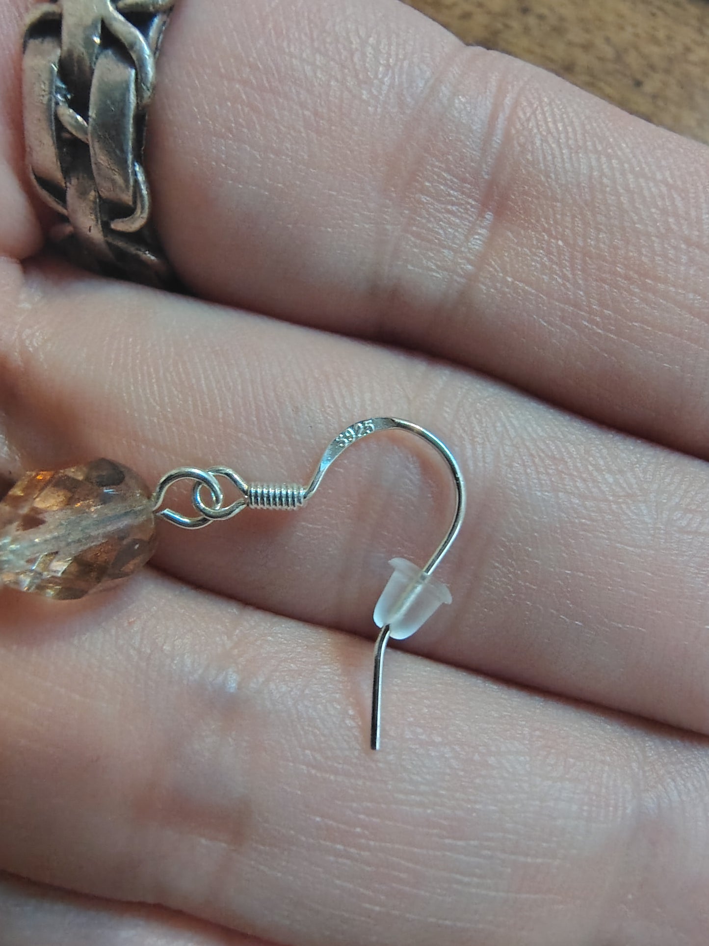 925 Peach Glass Earrings
