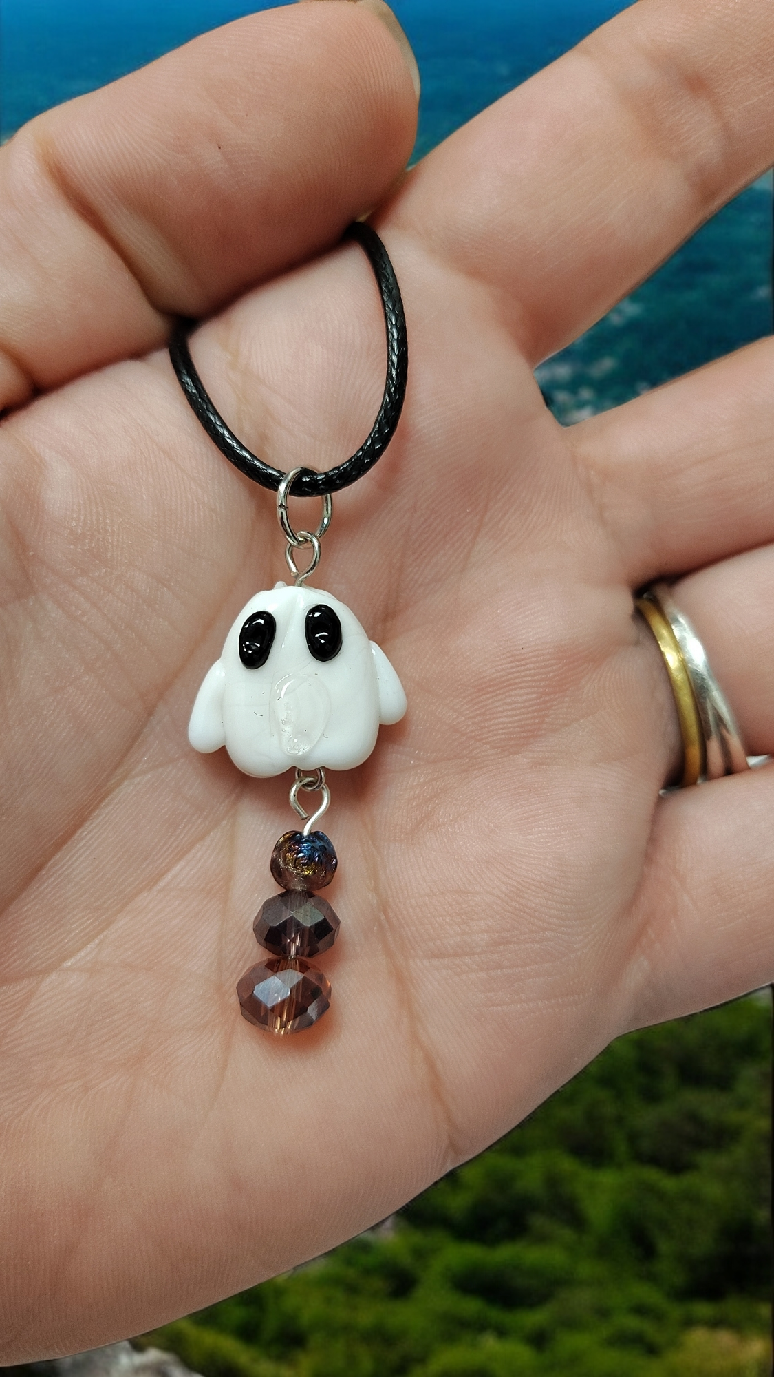 Glass Ghost Necklace and Earring Set