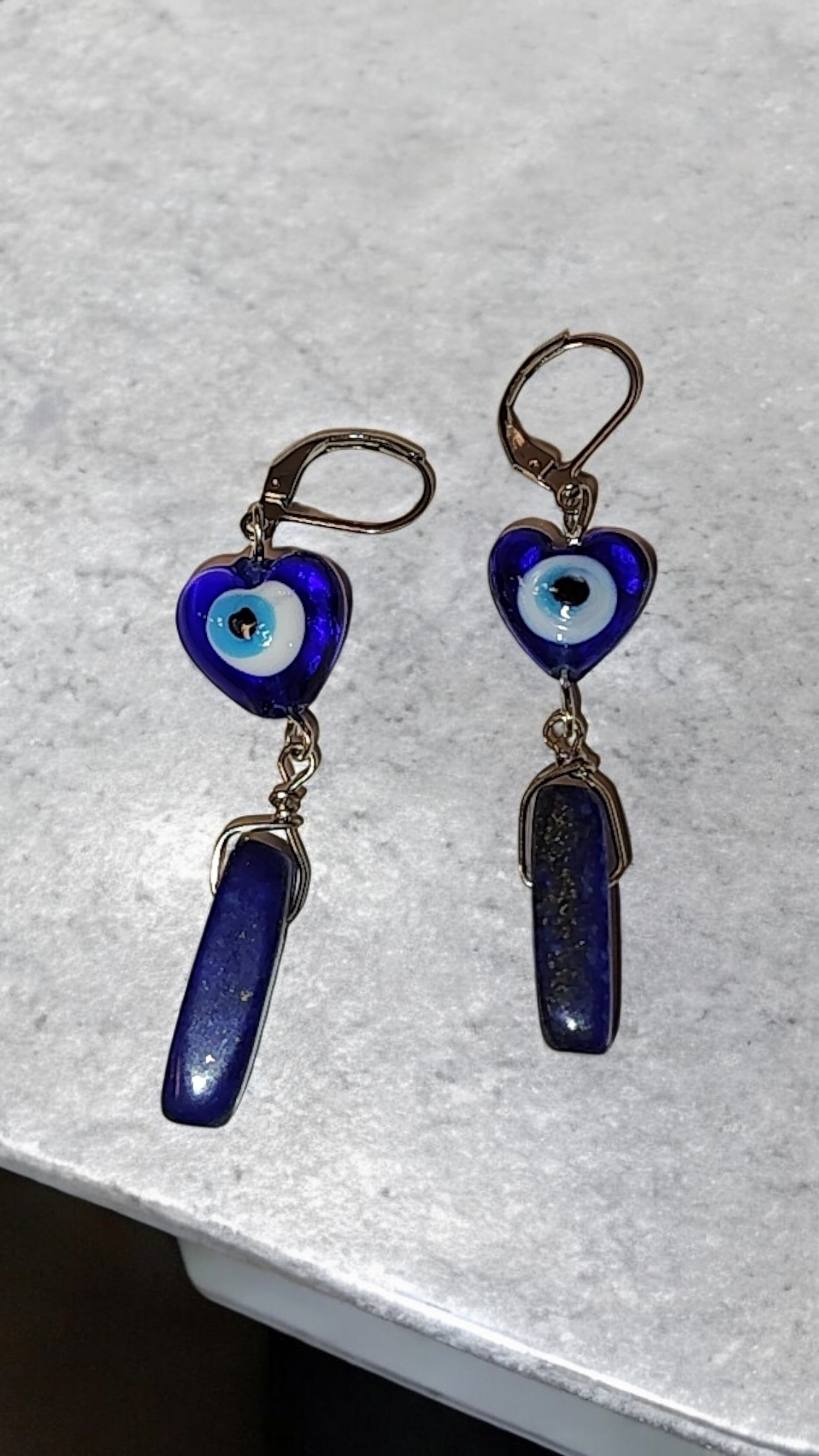 Evil Eye Lapis Lazuli Dangle Earrings