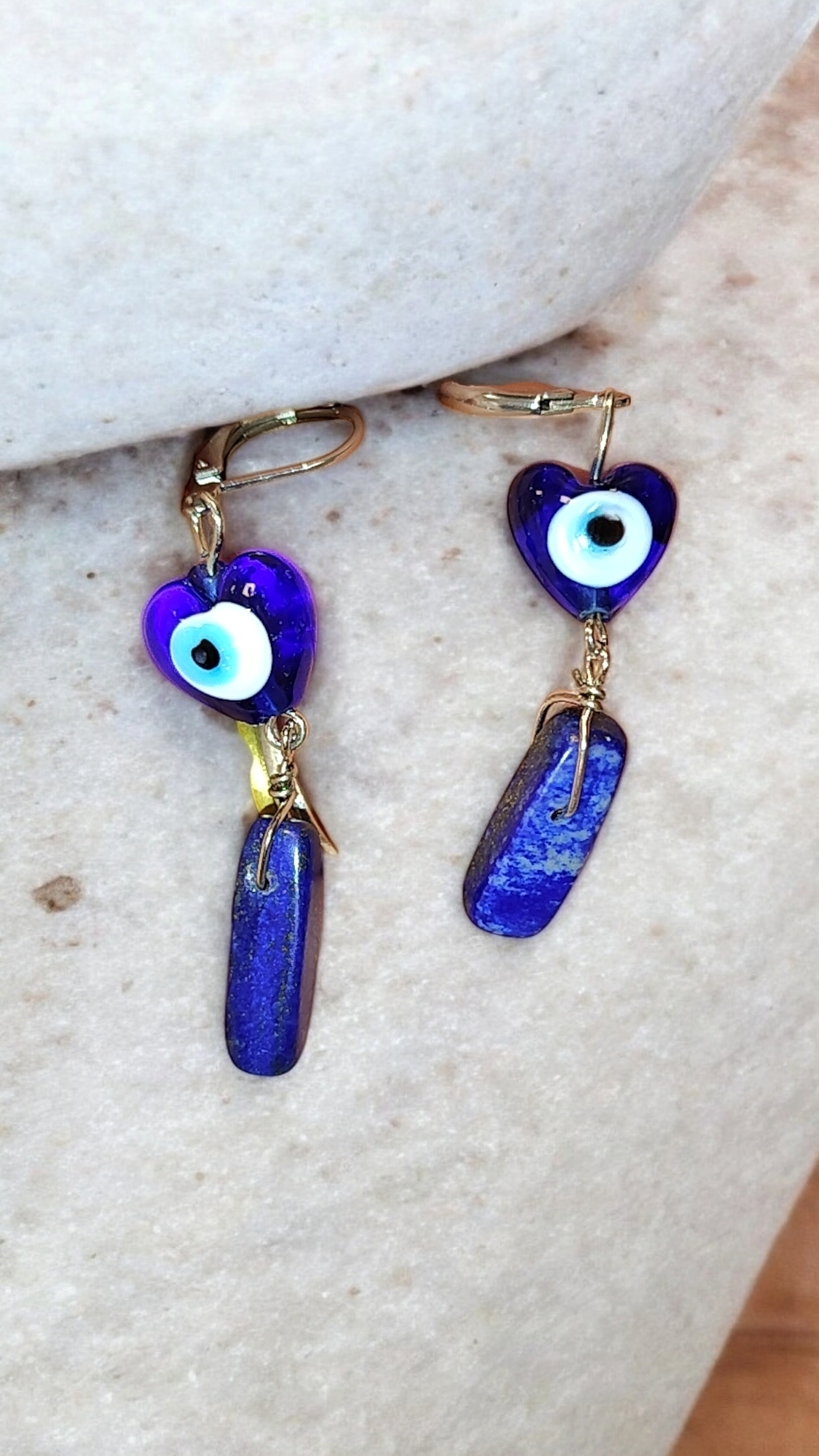 Evil Eye Lapis Lazuli Dangle Earrings