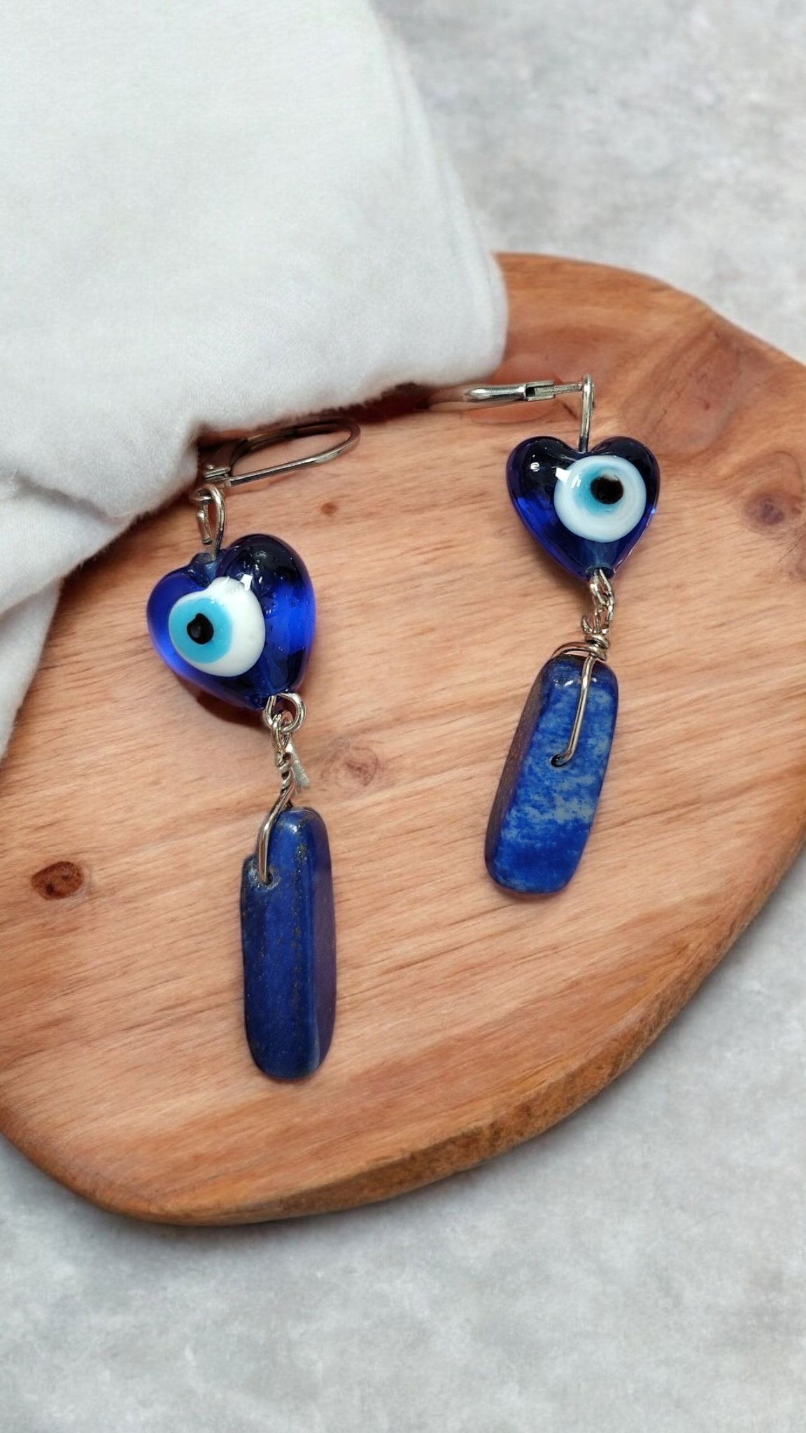 Evil Eye Lapis Lazuli Dangle Earrings