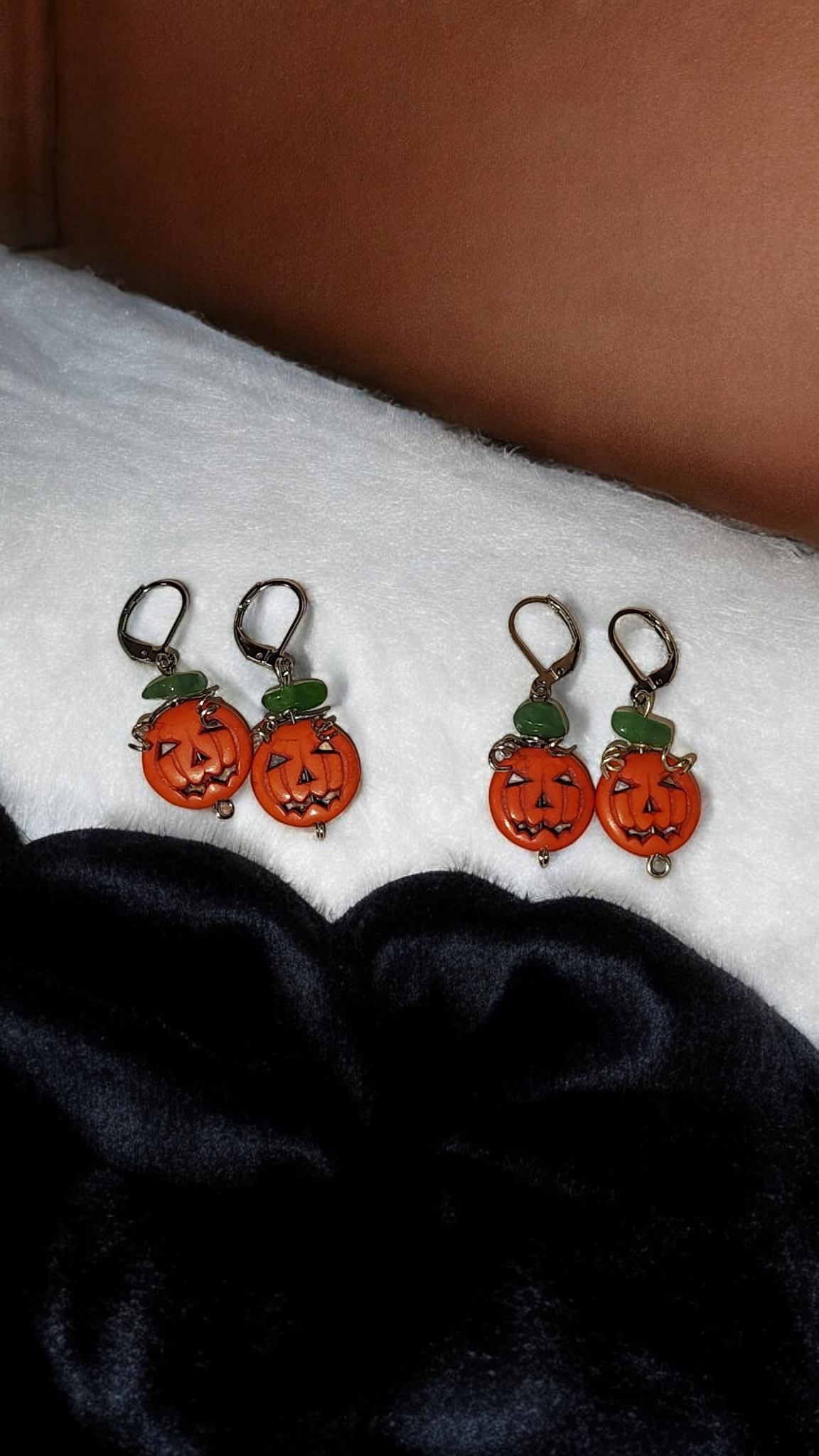 Stone Pumpkin Dangle Earrings