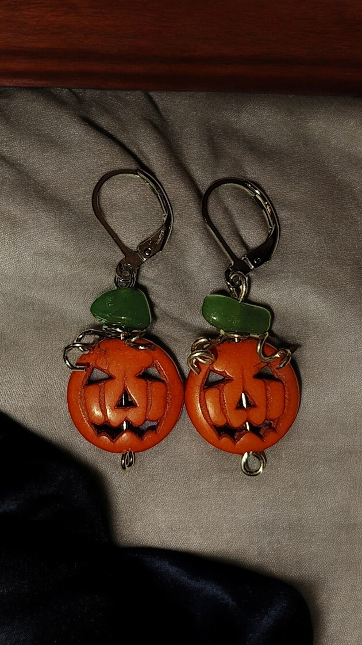 Stone Pumpkin Dangle Earrings