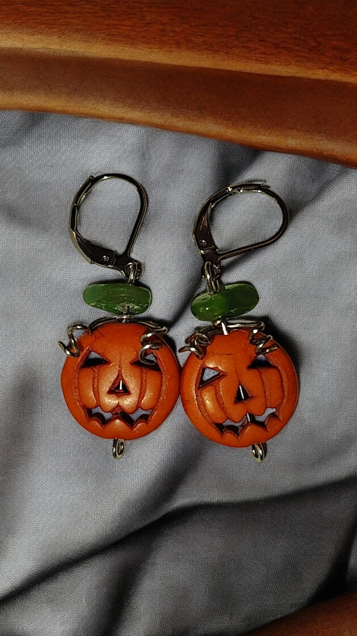 Stone Pumpkin Dangle Earrings