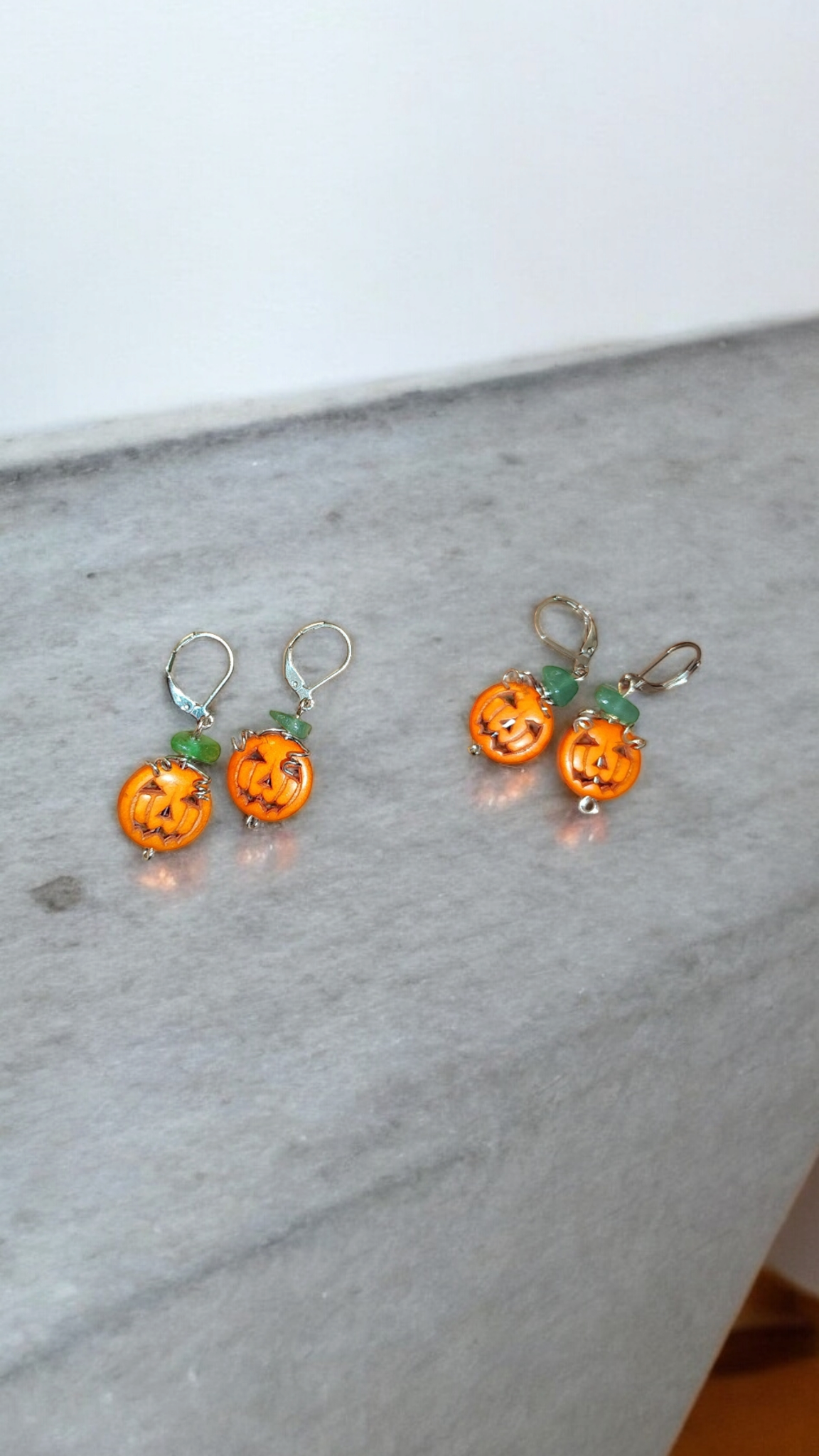 Stone Pumpkin Dangle Earrings