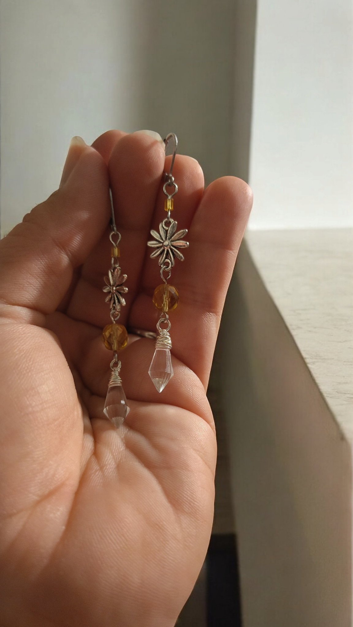 Yellow Daisy Dangle Earrings