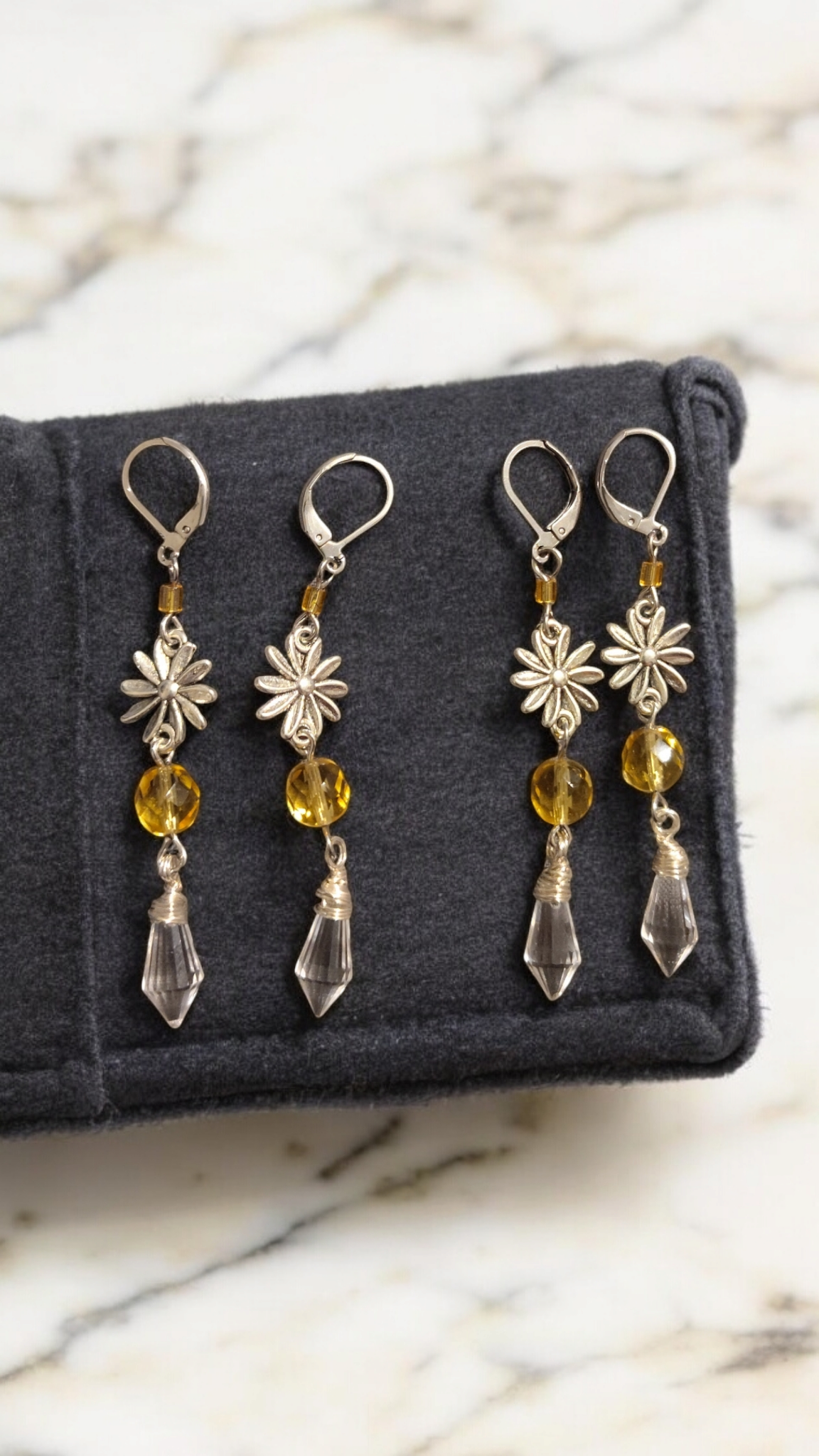 Yellow Daisy Dangle Earrings