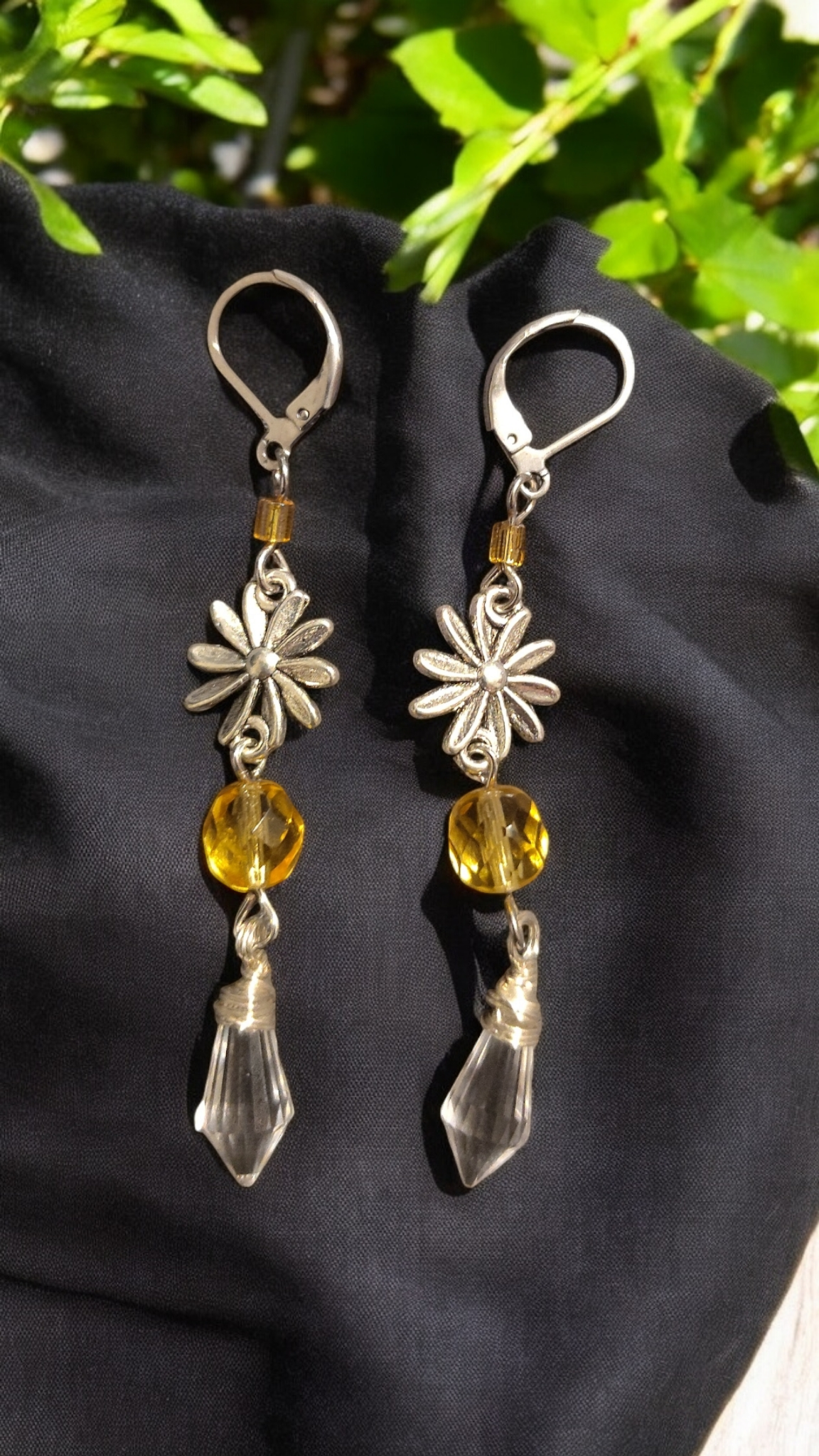 Yellow Daisy Dangle Earrings