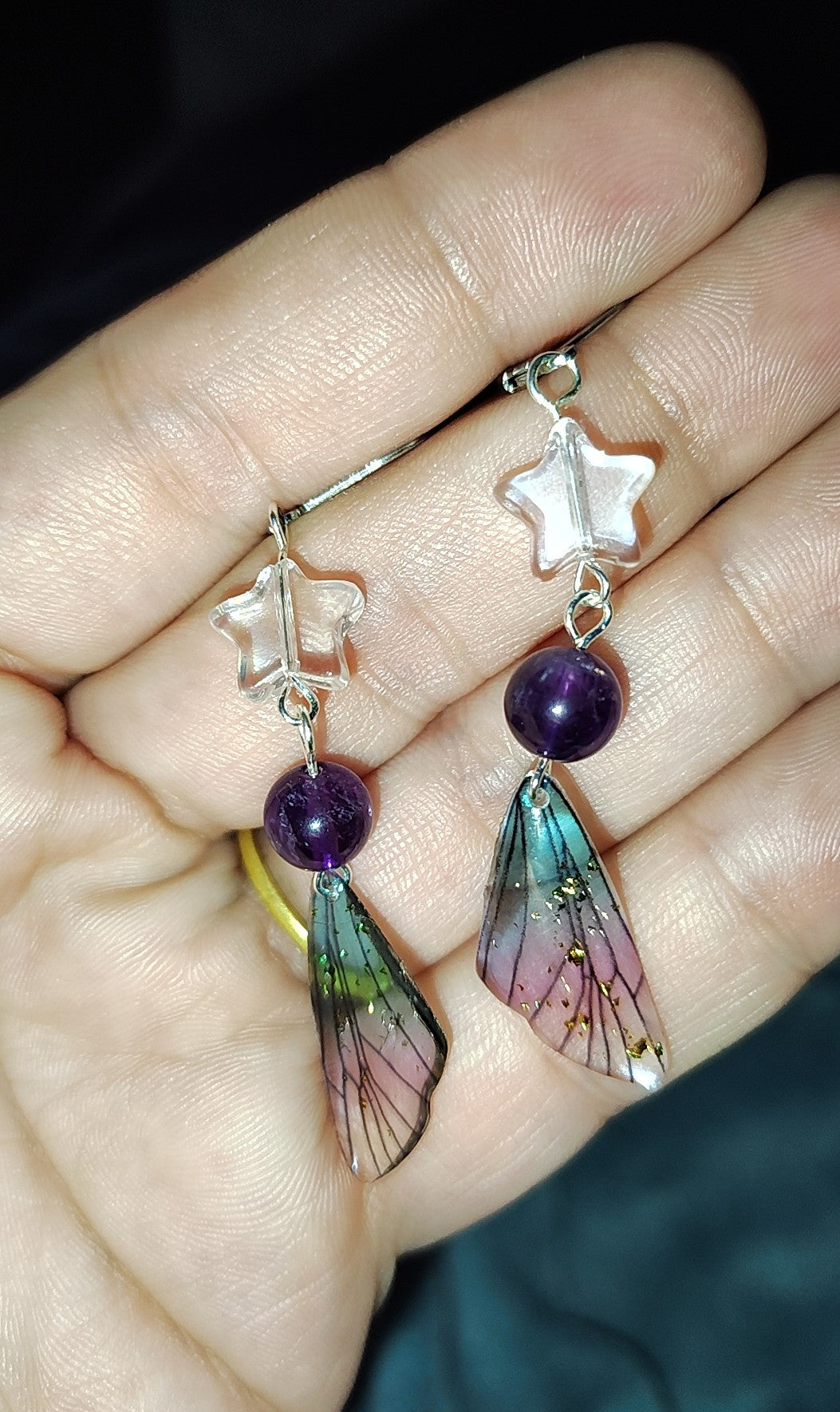 Star Butterfly Wing Dangle Earrings