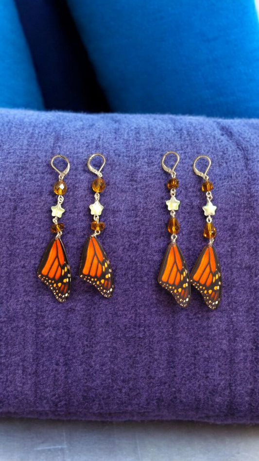 Monarch Butterfly Star Dangle Earrings