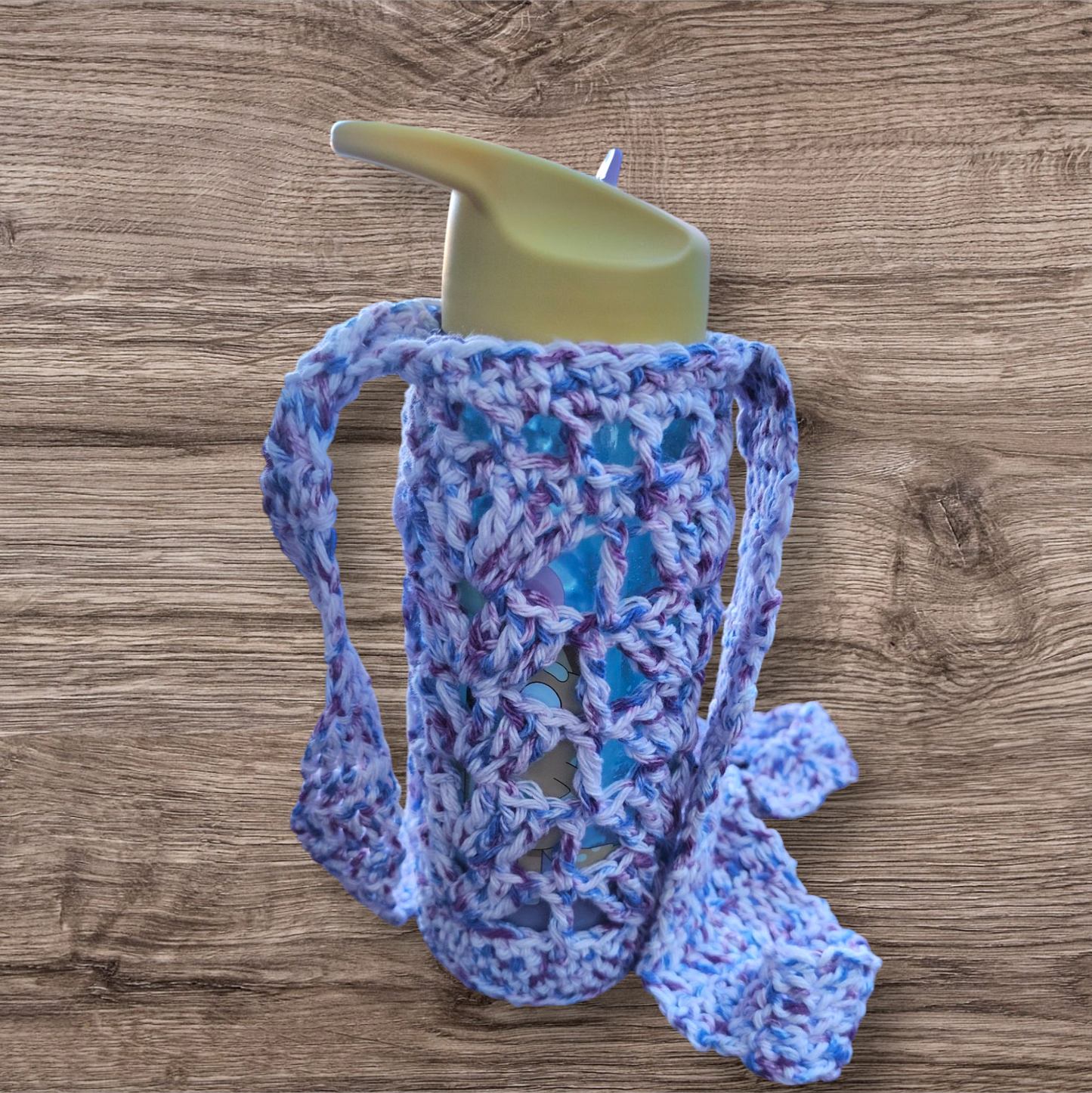 Crocheted Water Bottle Holder - Purple
