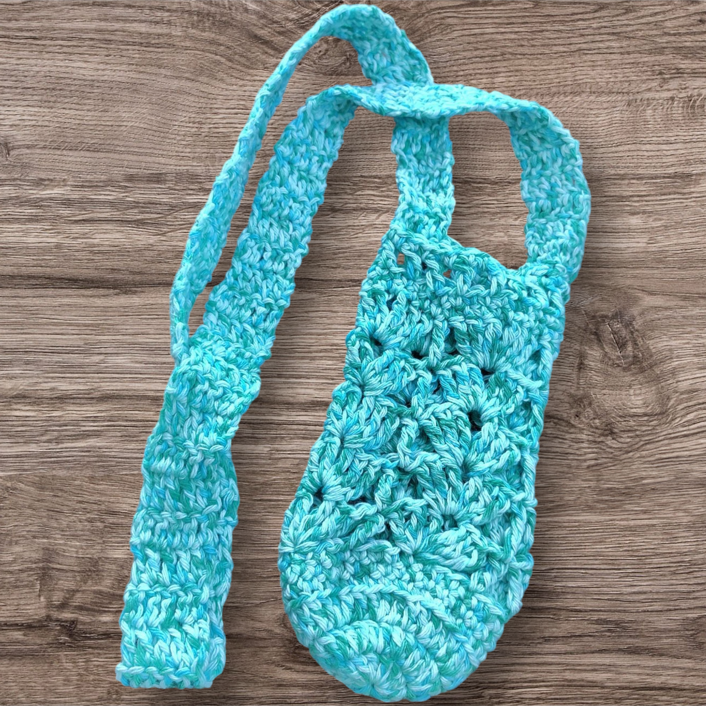 Crocheted Water Bottle Holder - Teal