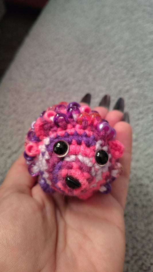 Crocheted Fidget Hedgehog (pink and purple)