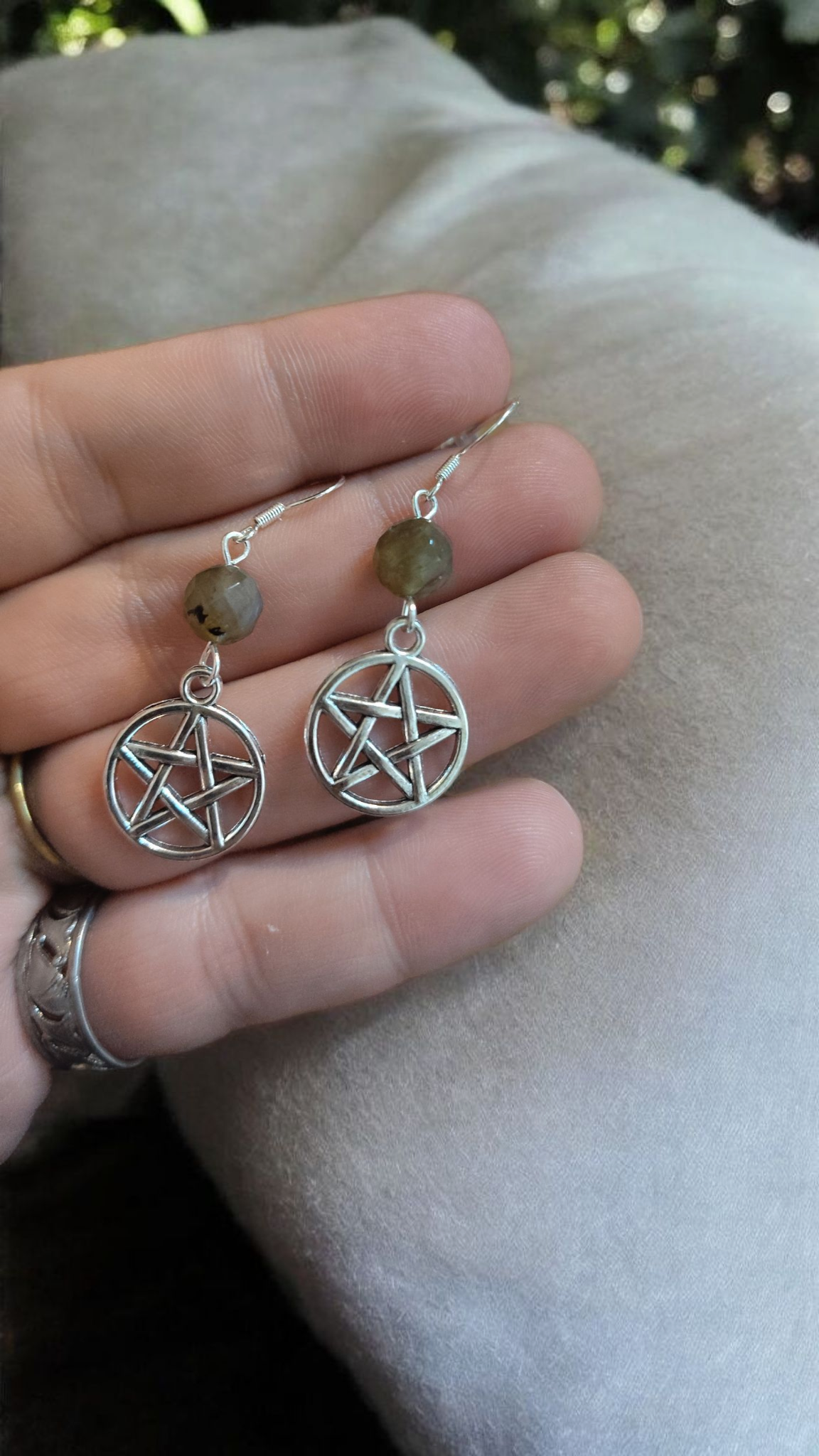 925 Labradorite Pentacle Earrings