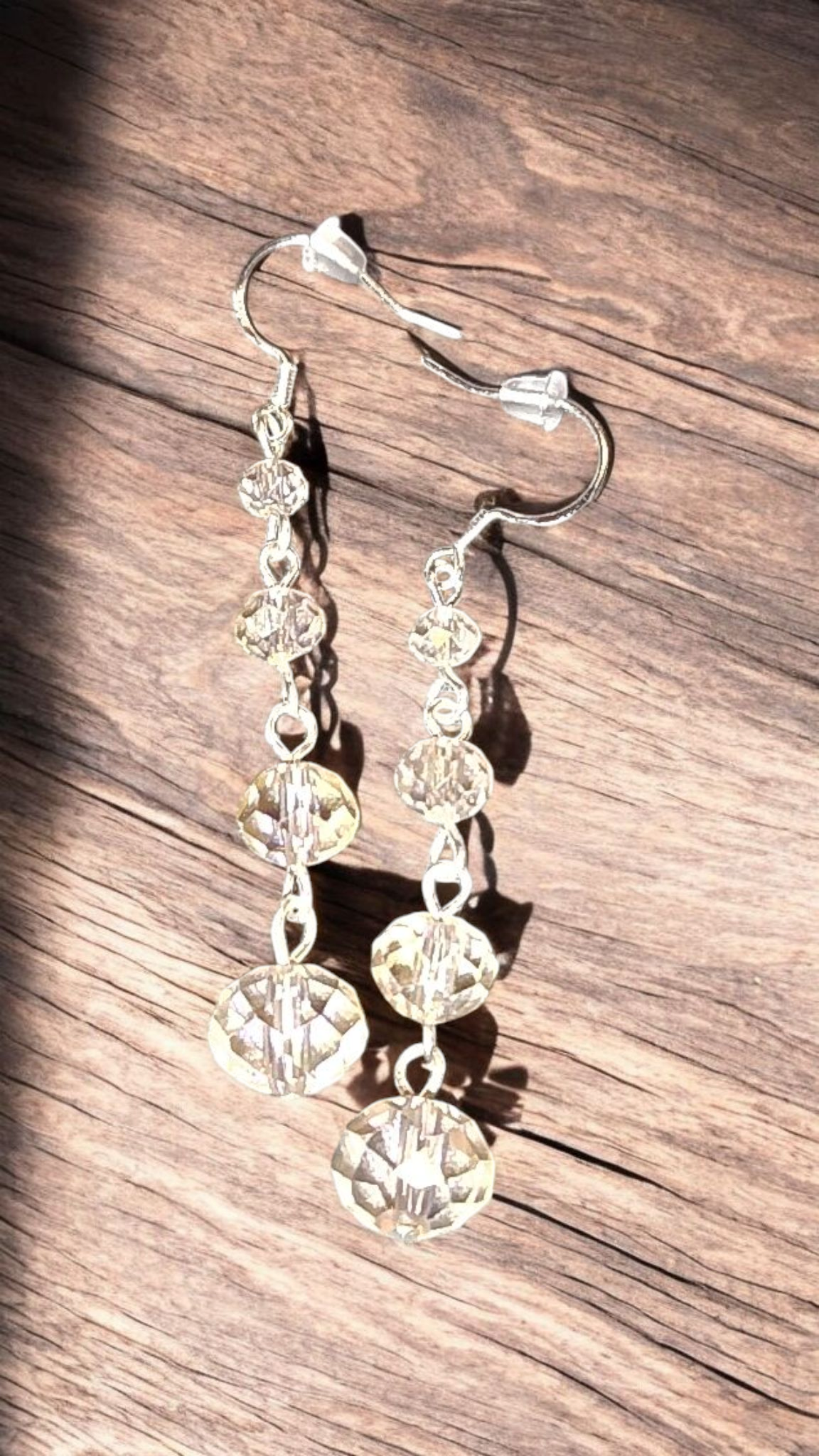 925 Pink Glass Dangle Earrings