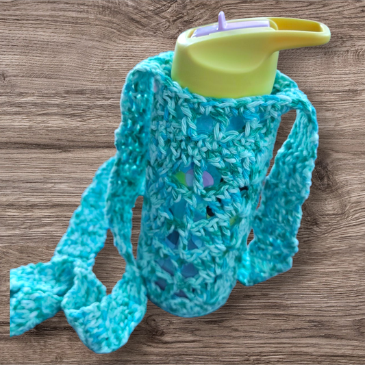 Crocheted Water Bottle Holder - Teal