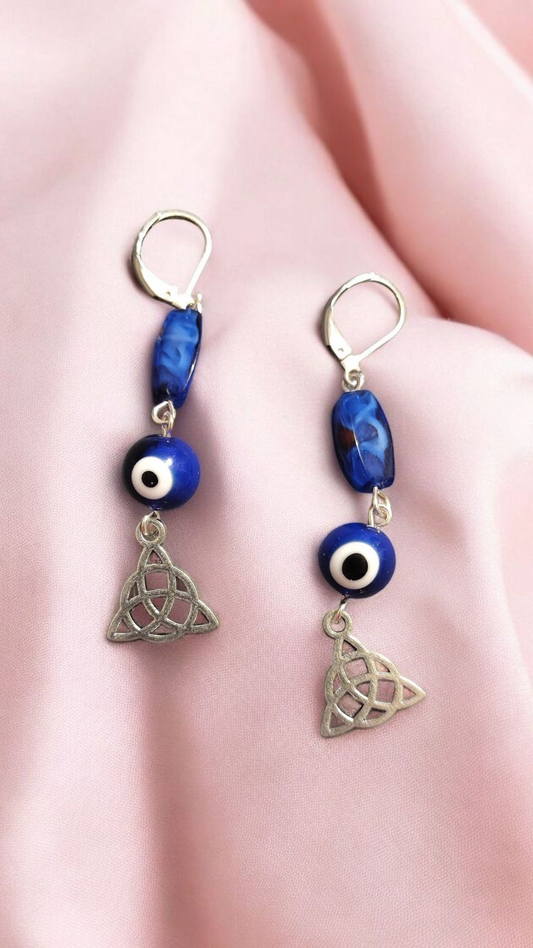 Evil Eye Celtic Dangle Earrings