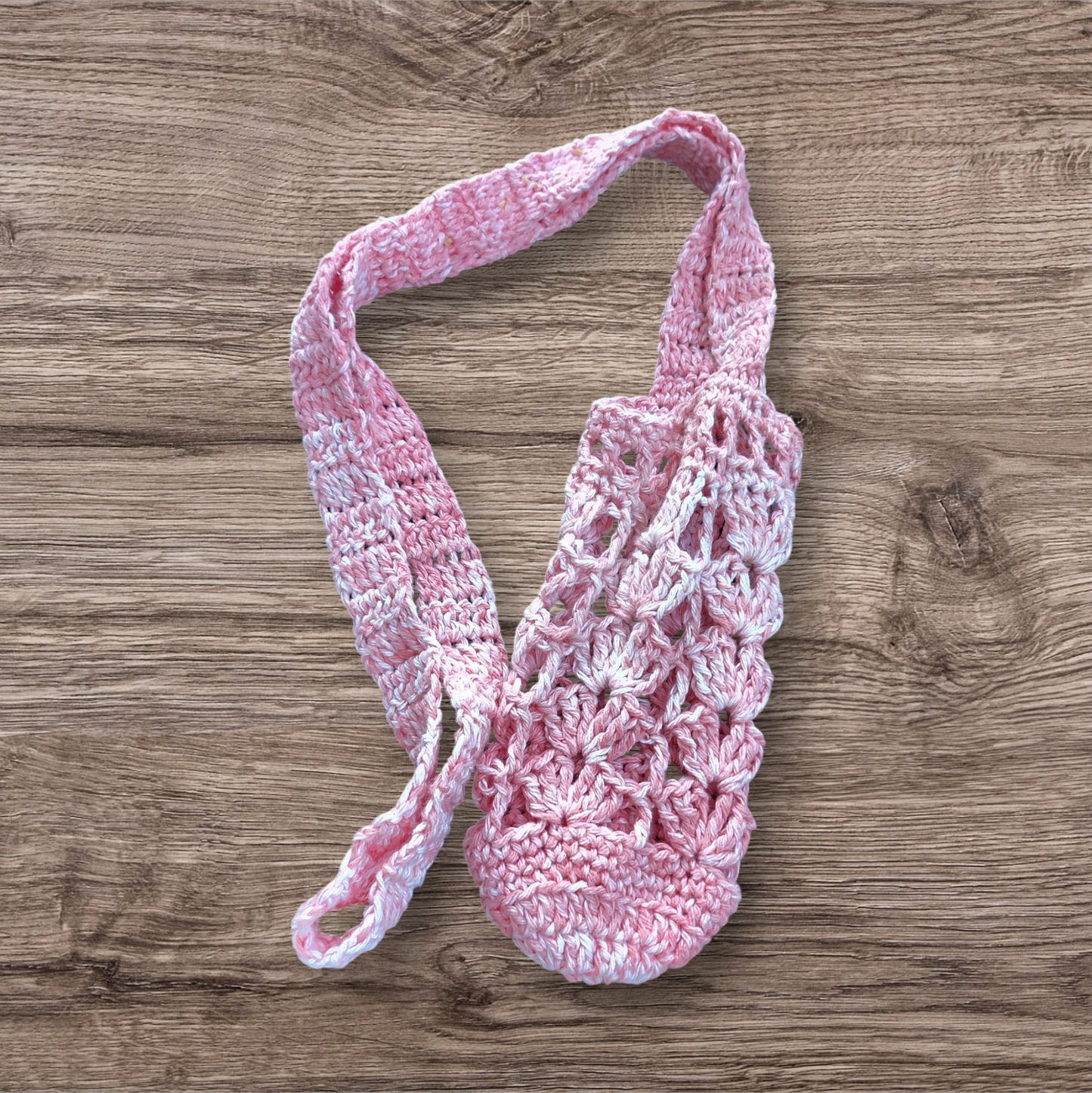 Crocheted Water Bottle Holder - Pink
