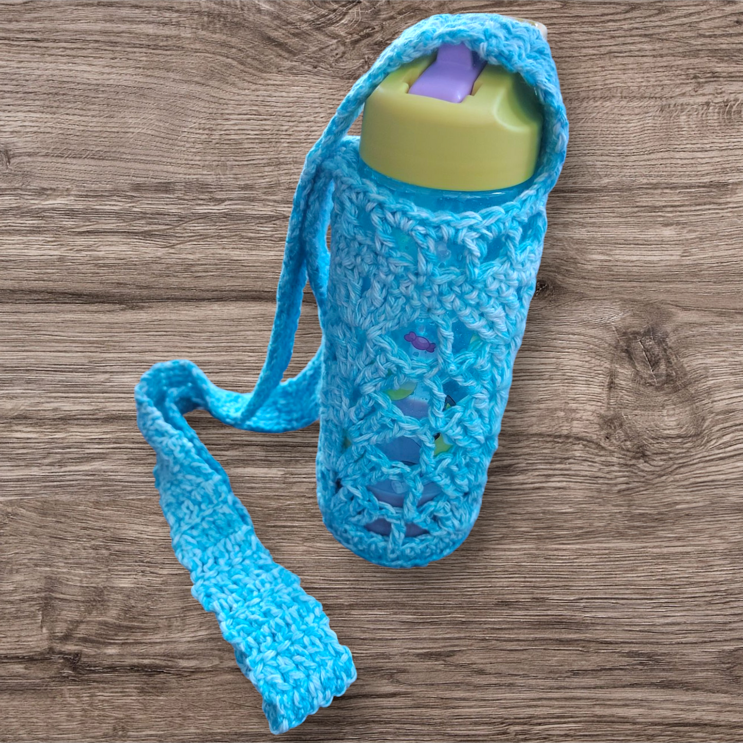 Crocheted Water Bottle Holder - Blue